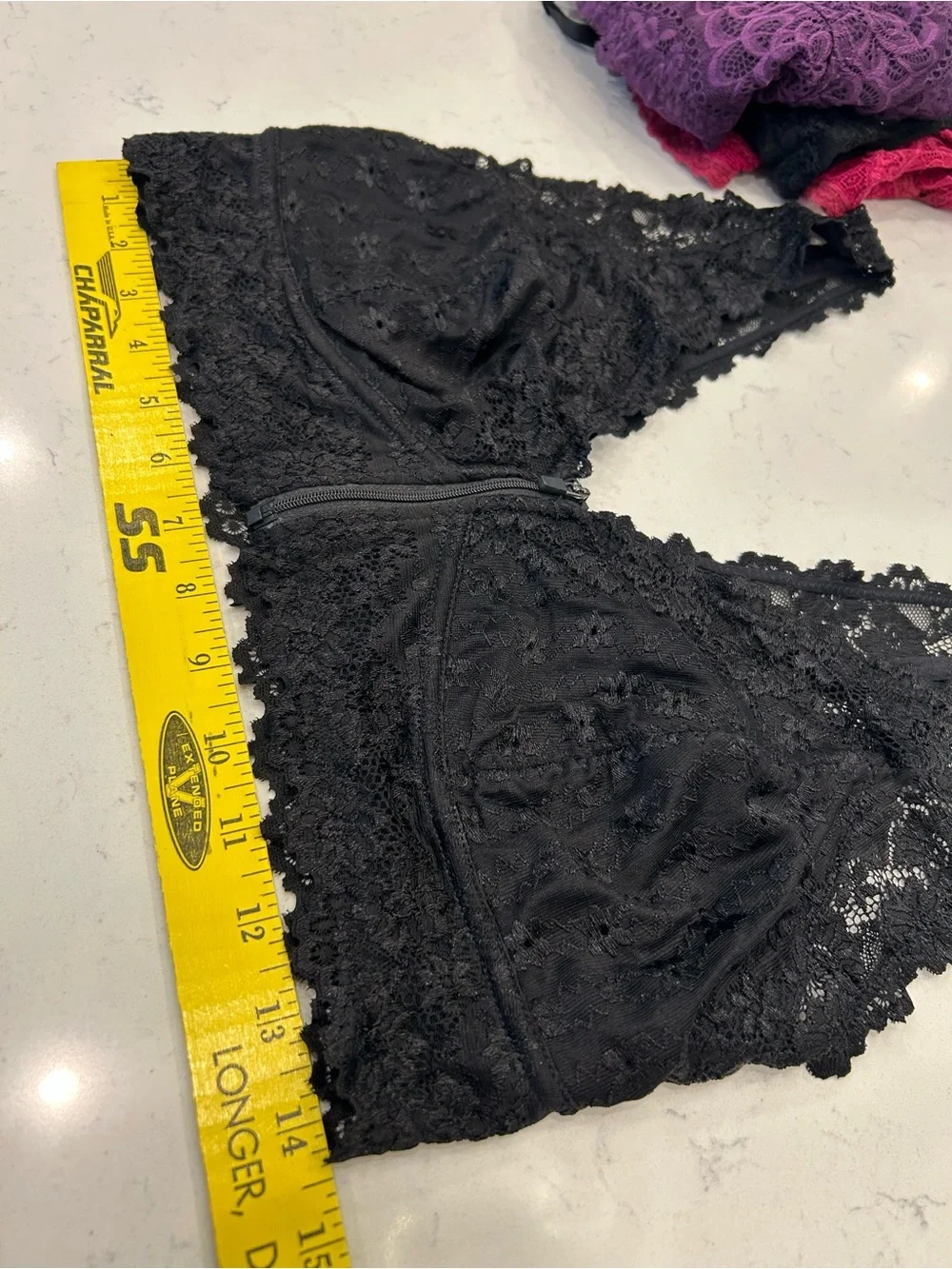 Rene Rofe Lace Bralette Set — Plum, Black, and Deep Pink